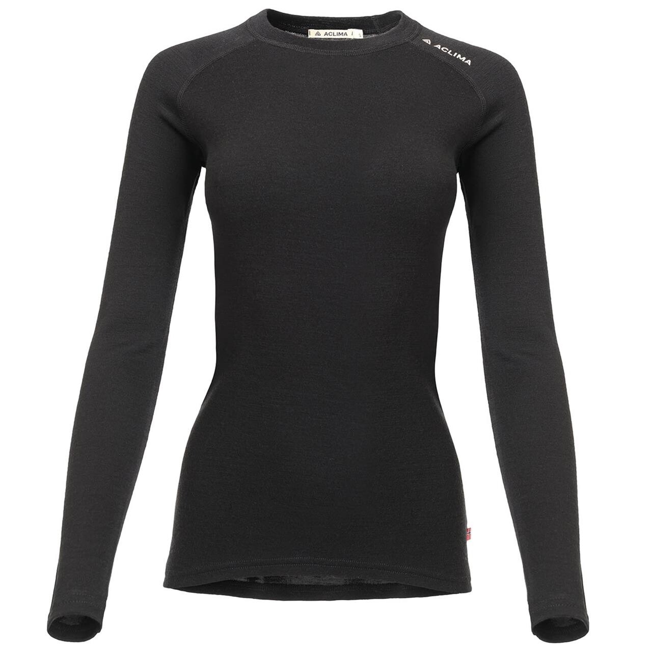Aclima Womens Warmwool Crew Neck Shirt   Sort  Jet Black  Xxx-large