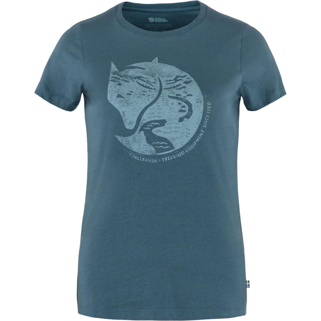 Fj? Llr? Ven Womens Arctic Fox Print T-shirt   Blå  Indigo Blue 534  X-large