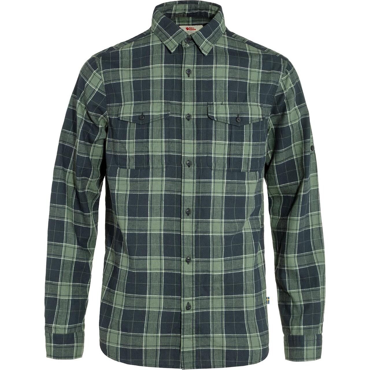 Fj? Llr? Ven Mens ? Vik Travel Shirt L S   Blå  Dark Navy-patina Green 555-614  X-large
