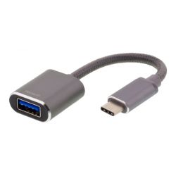 Deltaco Usbc 3 1 Gen 1 To Usba Otg Adapt Aluminium White Bag Grey - Adapter