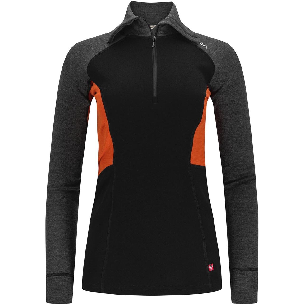 Aclima Womens Warmwool Polo  Sort  Jet Black Marengo Gold Flame  X-small