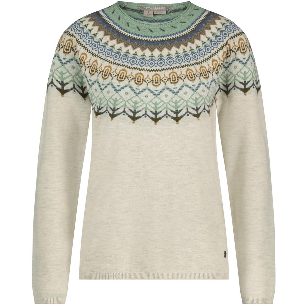 Royal Robbins Womens Westlands Fairisle Crew  Hvid  Sand Dollar Mariposa Pt  X-large