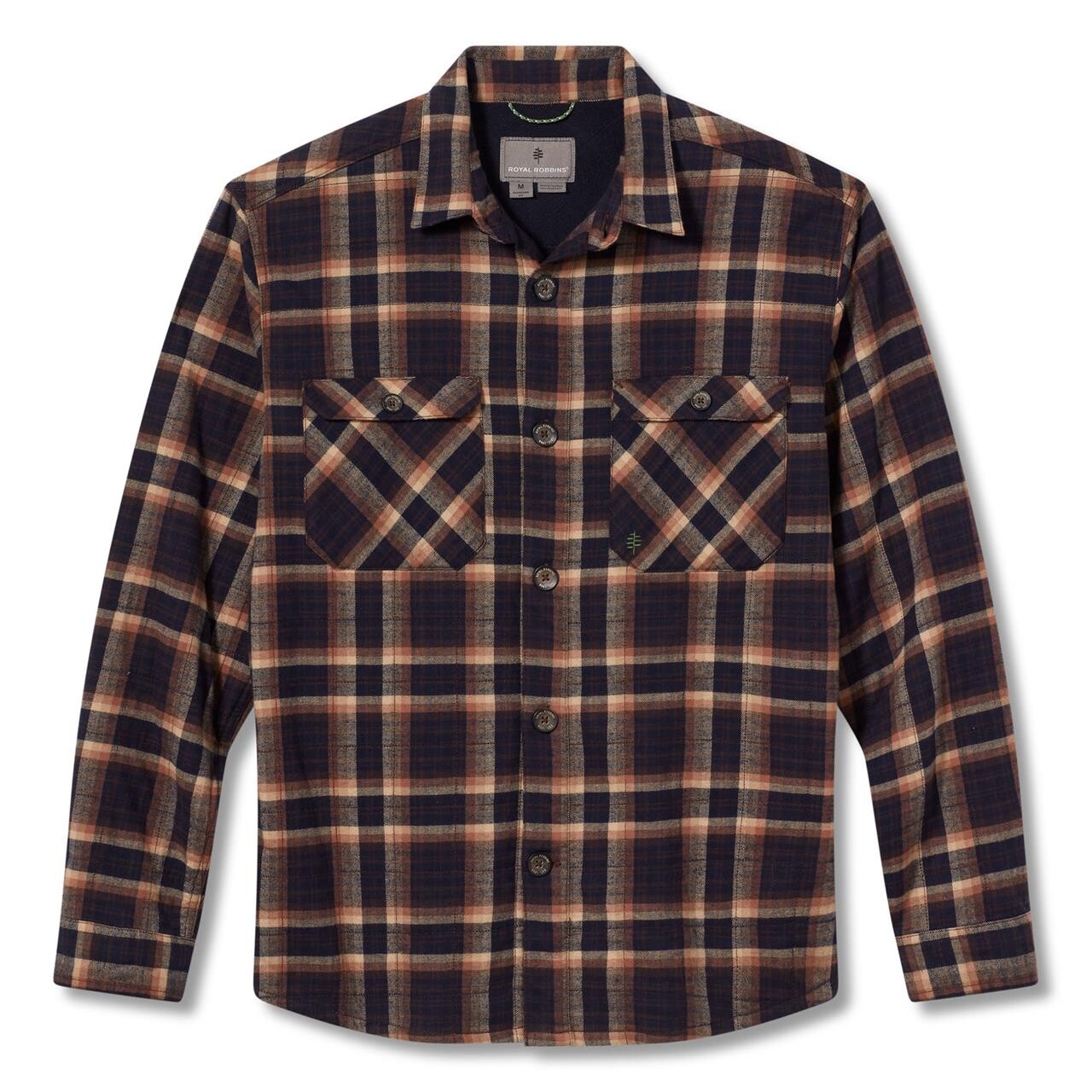 Royal Robbins Mens Snowcap Lined Flannel L S  Grøn  Covert Grn Cataract Falls Pld  X-large