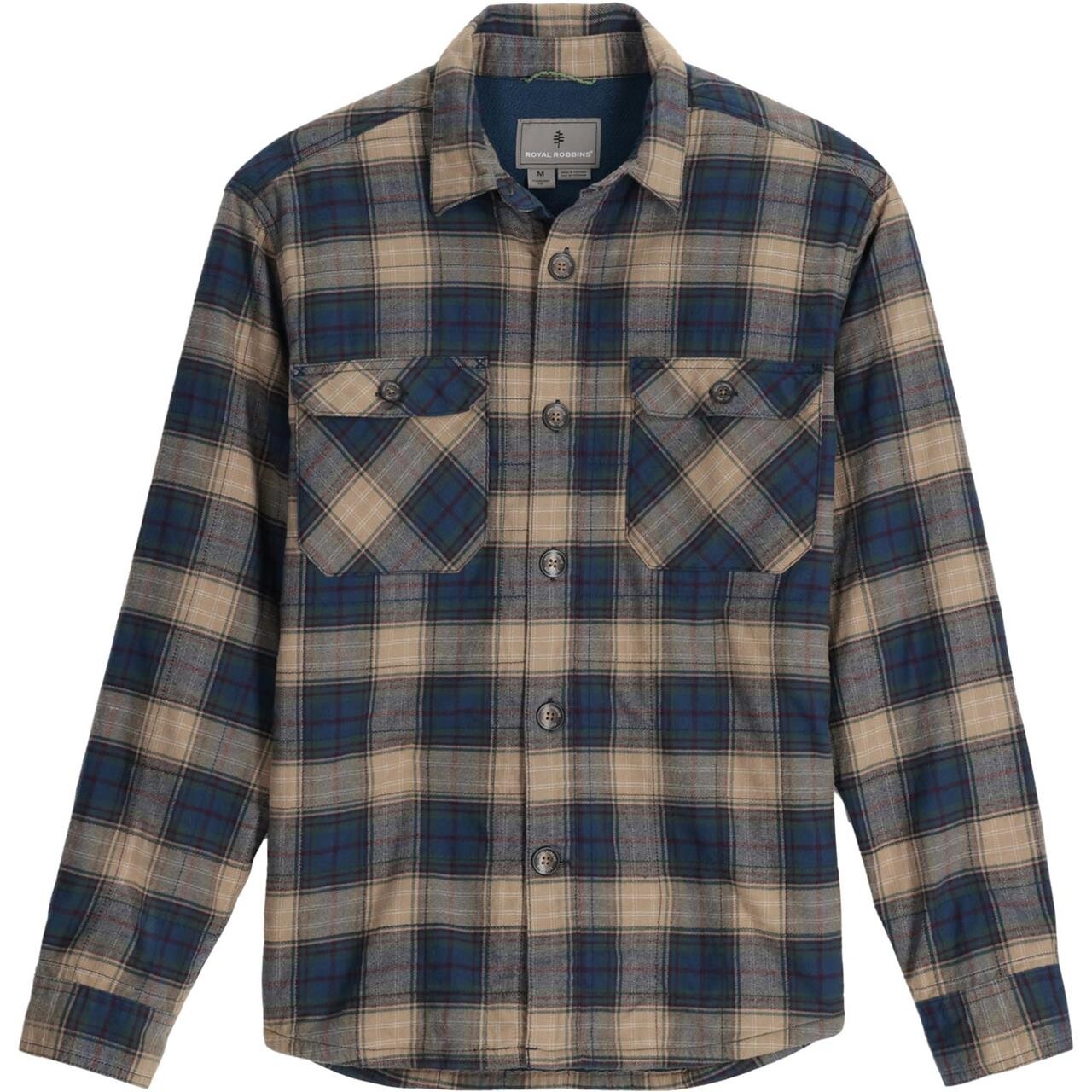 Royal Robbins Mens Snowcap Lined Flannel L S  Grøn  Covert Grn Cataract Falls Pld  Small