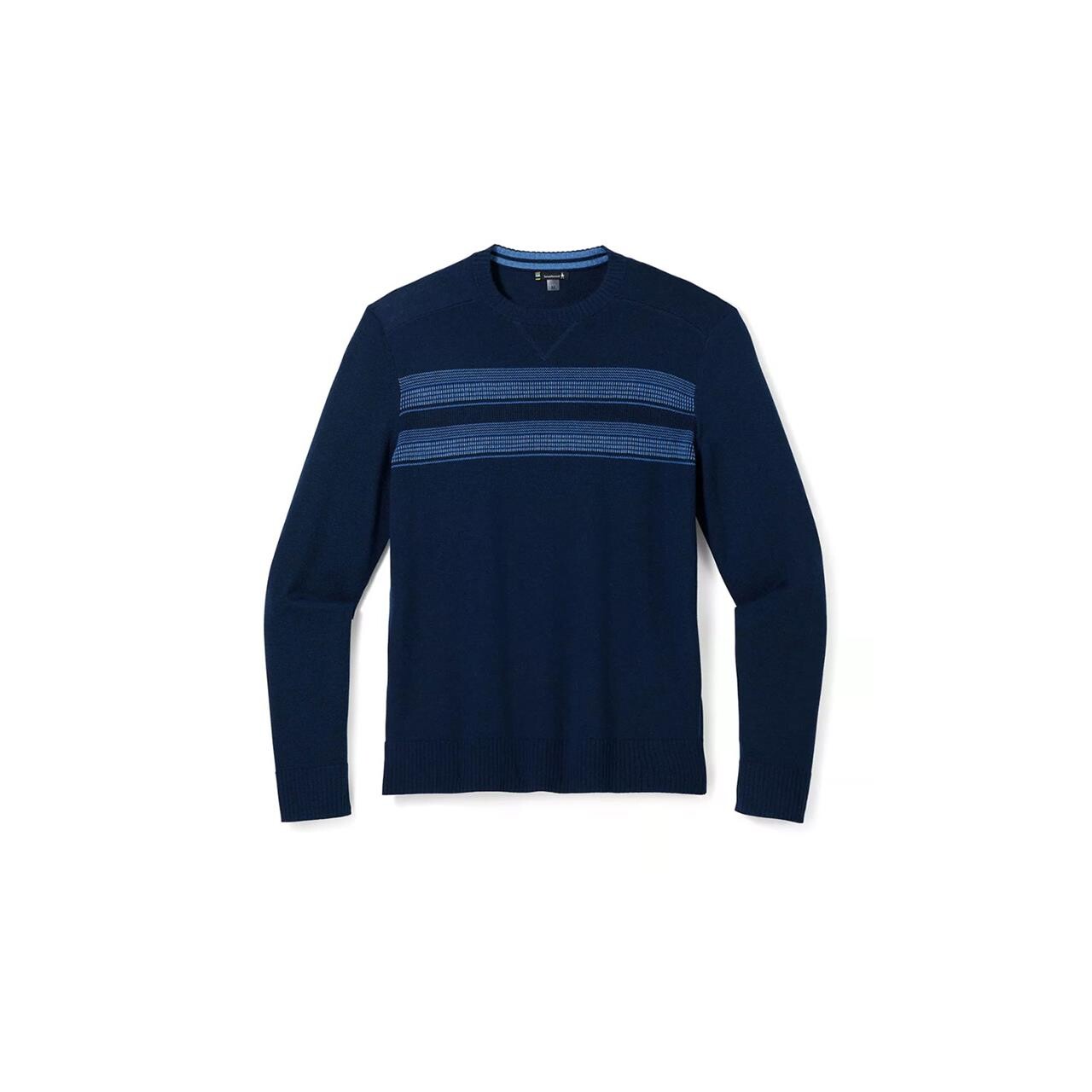 Smartwool Mens Sparwood Stripe Crew Sweater  Blå  Deep Navy Hthr Laguna Blue H  Small