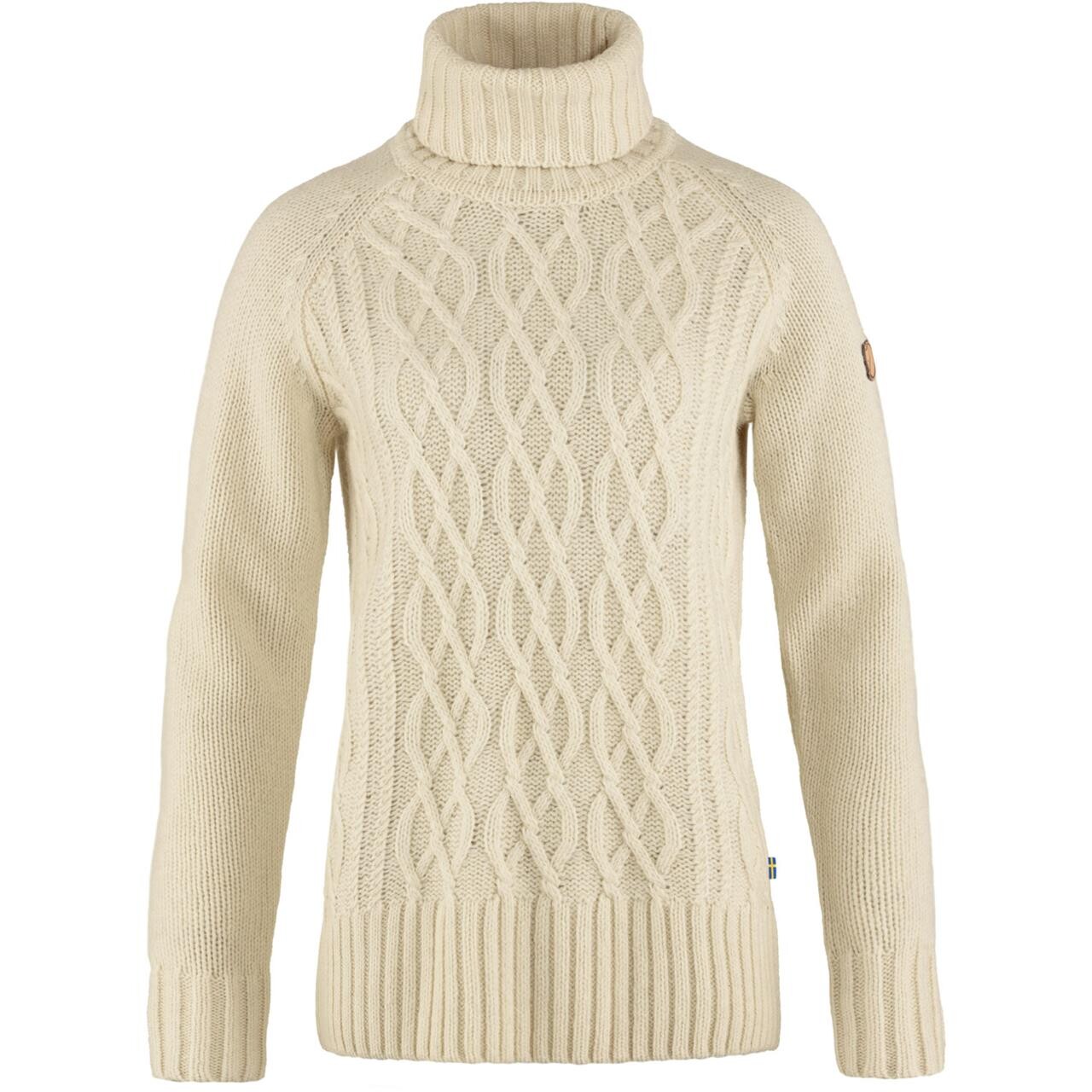 Fj? Llr? Ven Womens ? Vik Cable Knit Roller Neck  Hvid  Chalk White 113  X-large
