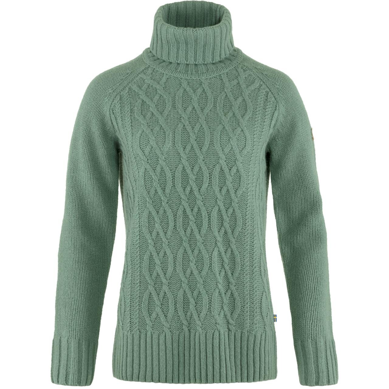 Fj? Llr? Ven Womens ? Vik Cable Knit Roller Neck  Grøn  Patina Green 614  X-large
