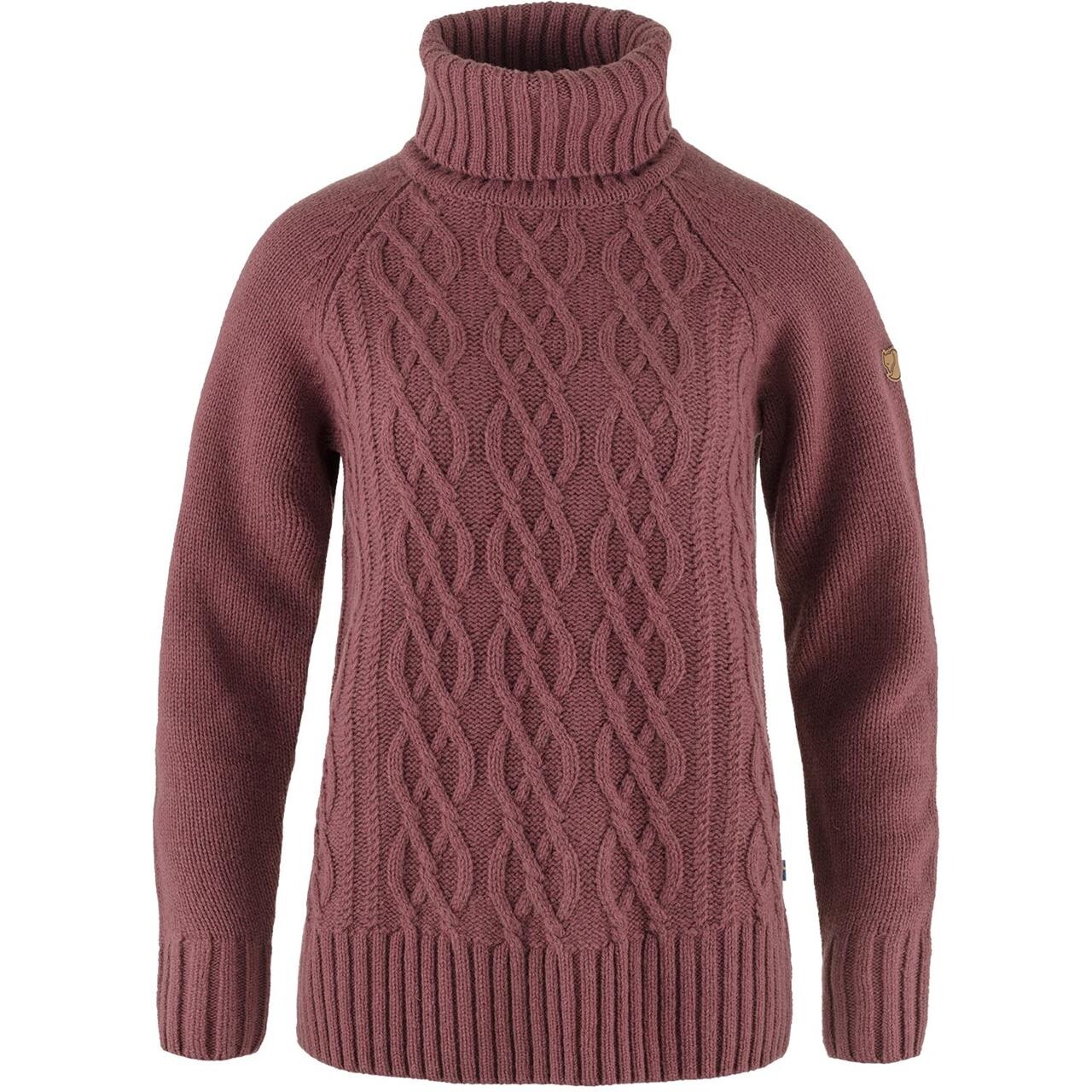 Fj? Llr? Ven Womens ? Vik Cable Knit Roller Neck  Rød  Mesa Purple 410  X-large