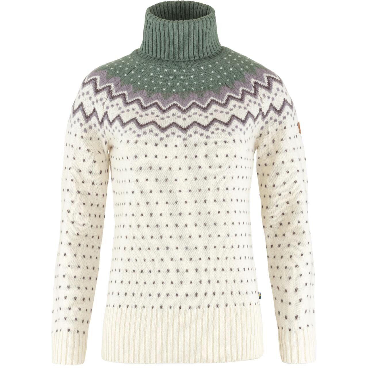 Fj? Llr? Ven Womens ? Vik Knit Roller Neck  Hvid  Chalk White-patina Grn 113-614  X-large