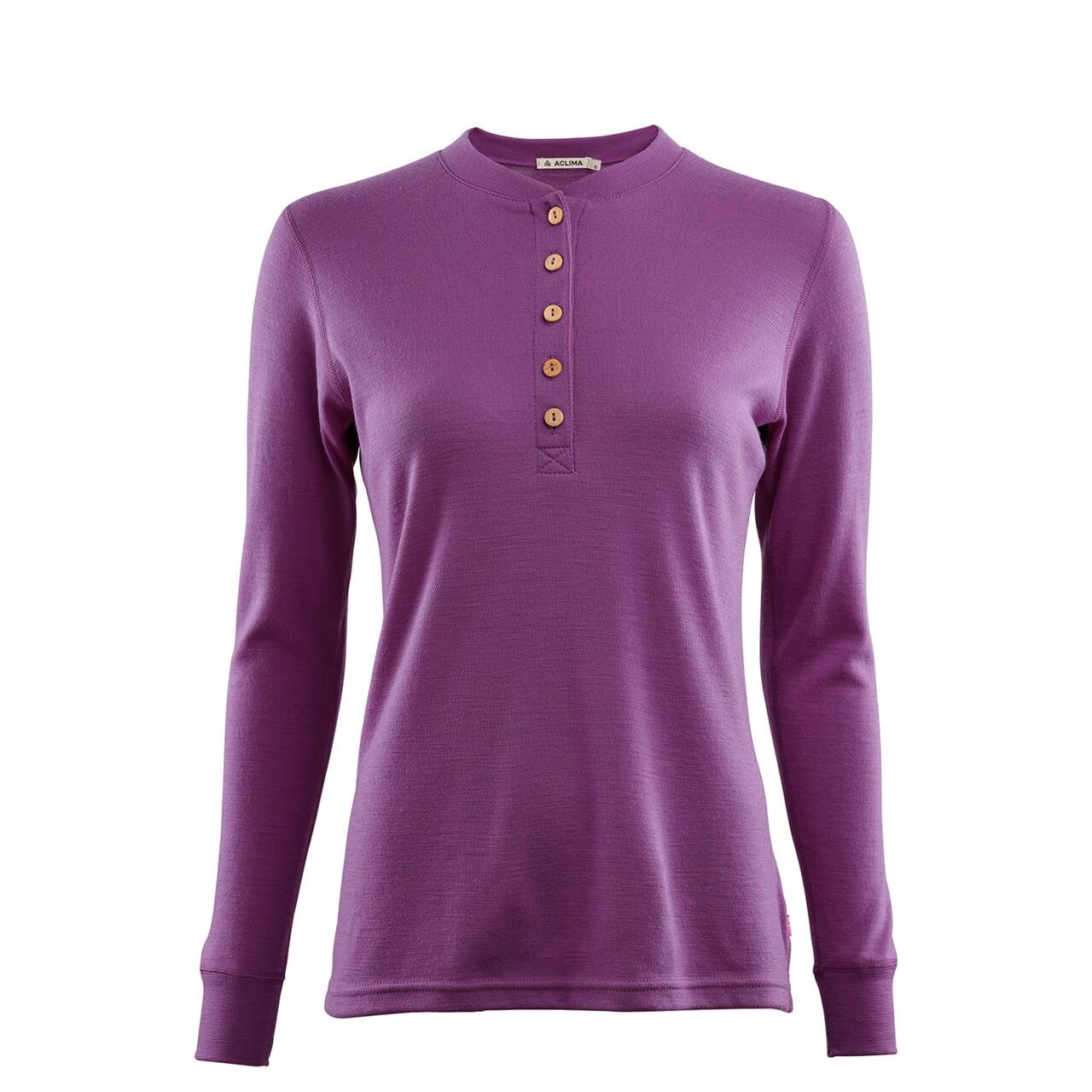Aclima Womens Warmwool Granddad Shirt  Lilla  Sunset Purple  X-large