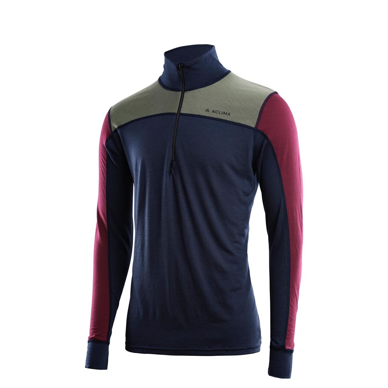 Aclima Mens Lightwool Reinforced Mockneck  Blå  Navy Blazer Green Zinfandel  Xx-large