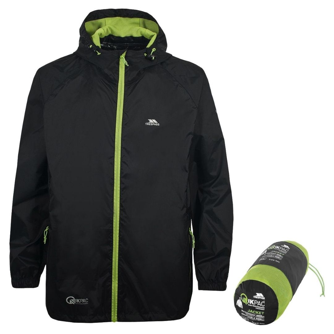Regnjakke Unisex - Trespass Qikpac - Sort