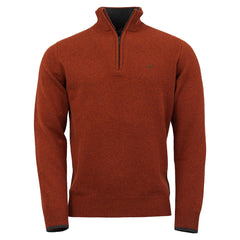 Brompton Zip Neck Lammeuld Sweater   Tile