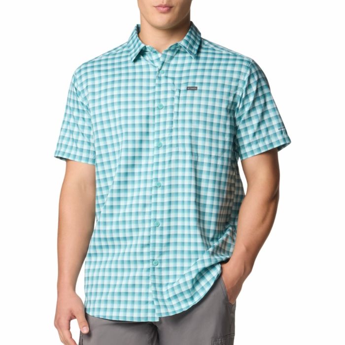 Columbia Silver Ridgeâ  Utility Lite Novelty Ss Ripple Blue Pulaski Plaid